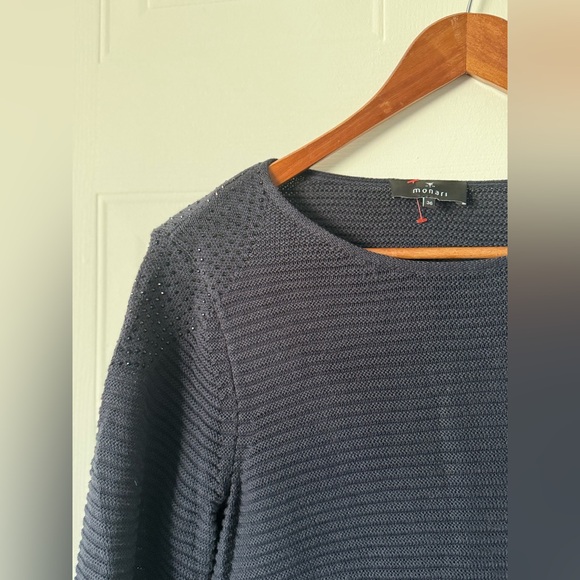 Monari made in Italy blue soft cotton pullover wool sweater size 6 - Picture 8 of 12